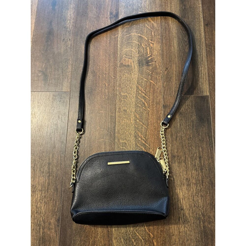 Steve Madden Black Faux Leather Crossbody Bag – Gold Hardware